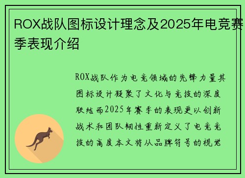 ROX战队图标设计理念及2025年电竞赛季表现介绍